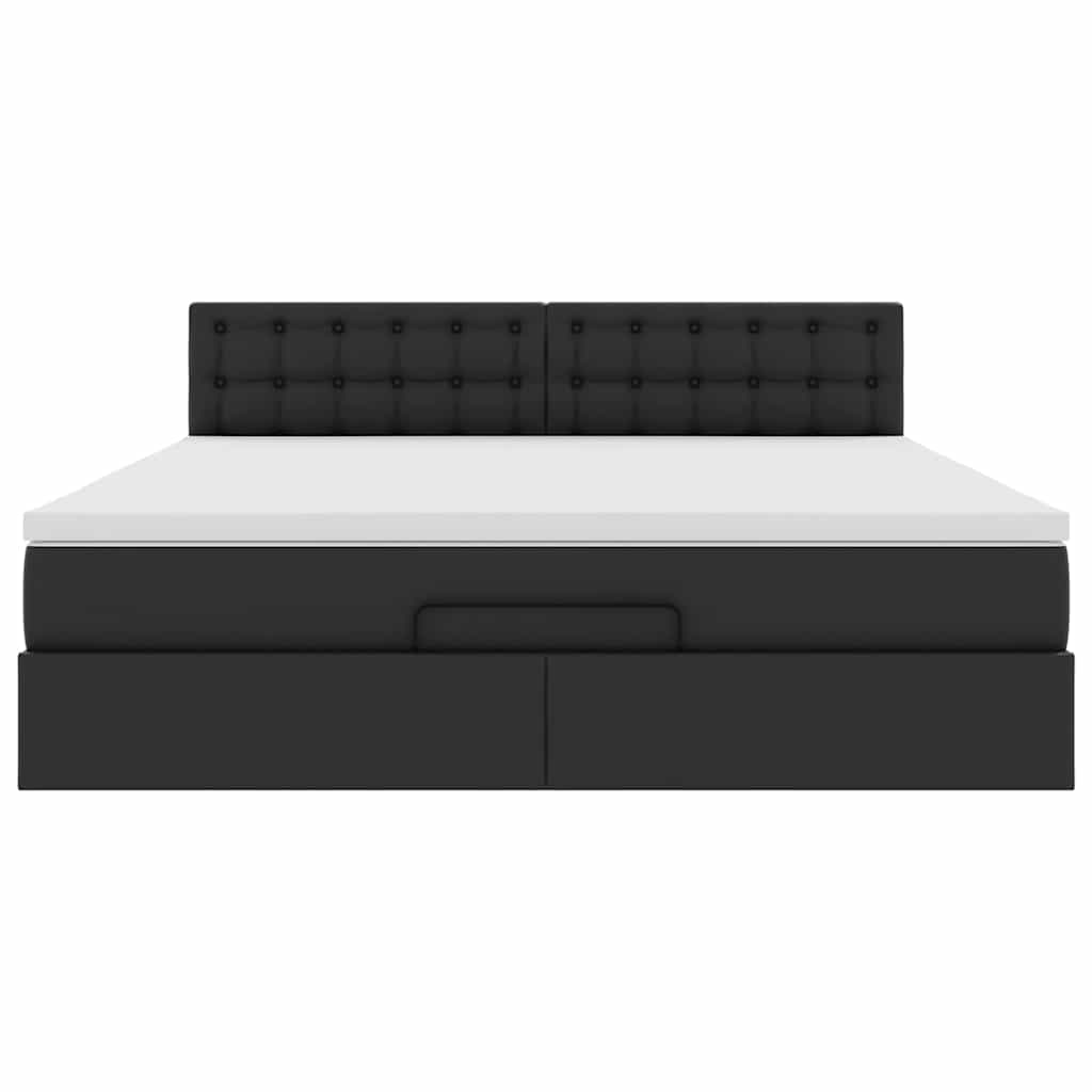 Bed poef met matrassen en LED's 160x200cm kunstleer zwart is nu te koop bij PeponiXL, paradijselijk wonen!
