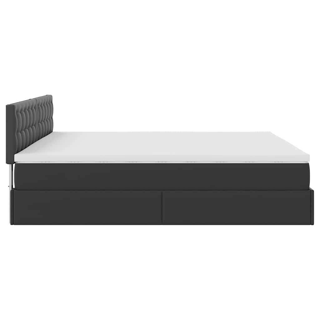 Bed poef met matrassen en LED's 160x200cm kunstleer zwart is nu te koop bij PeponiXL, paradijselijk wonen!