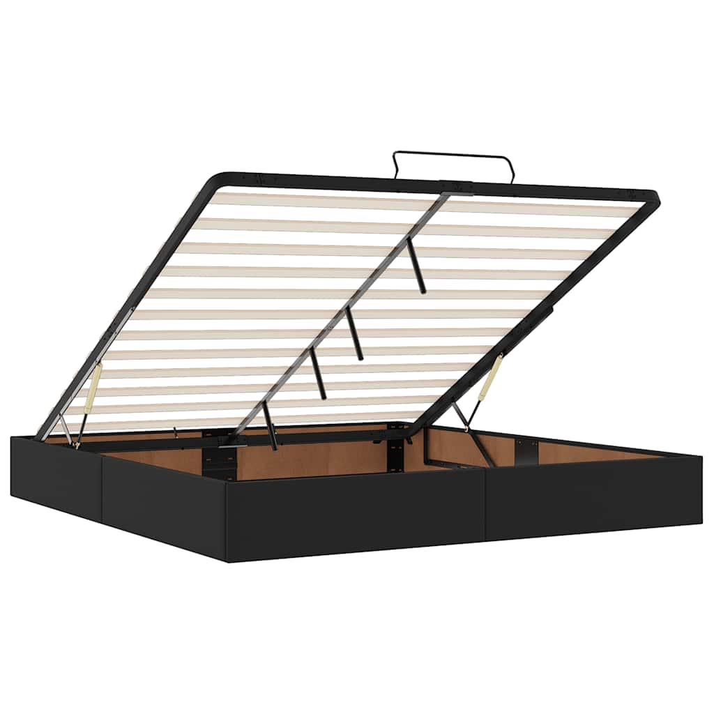 Bed poef met matrassen en LED's 160x200cm kunstleer zwart is nu te koop bij PeponiXL, paradijselijk wonen!