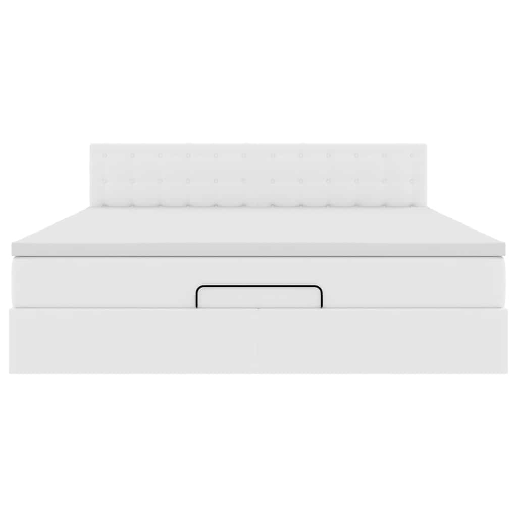 Bed poef met matrassen en LED's 160x200cm kunstleer zuiver wit is nu te koop bij PeponiXL, paradijselijk wonen!
