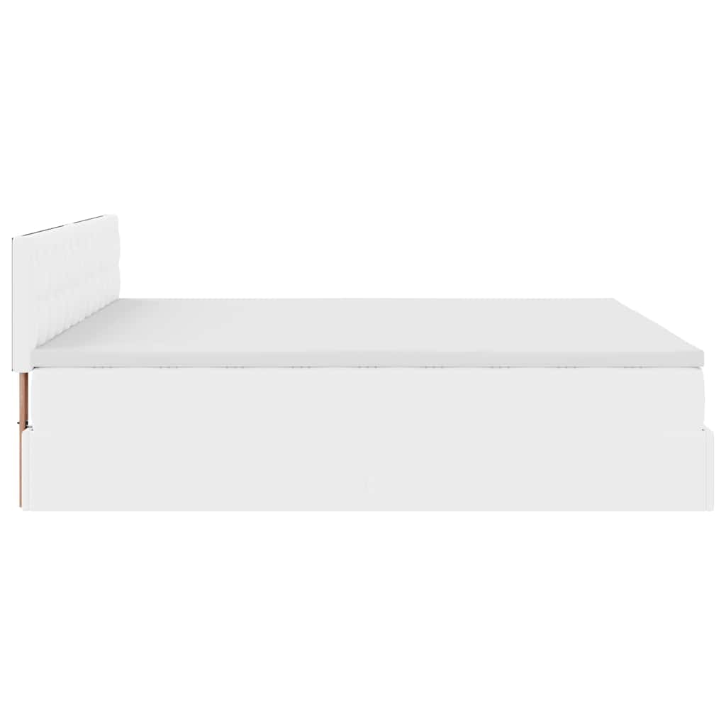 Bed poef met matrassen en LED's 180x200cm kunstleer zuiver wit is nu te koop bij PeponiXL, paradijselijk wonen!