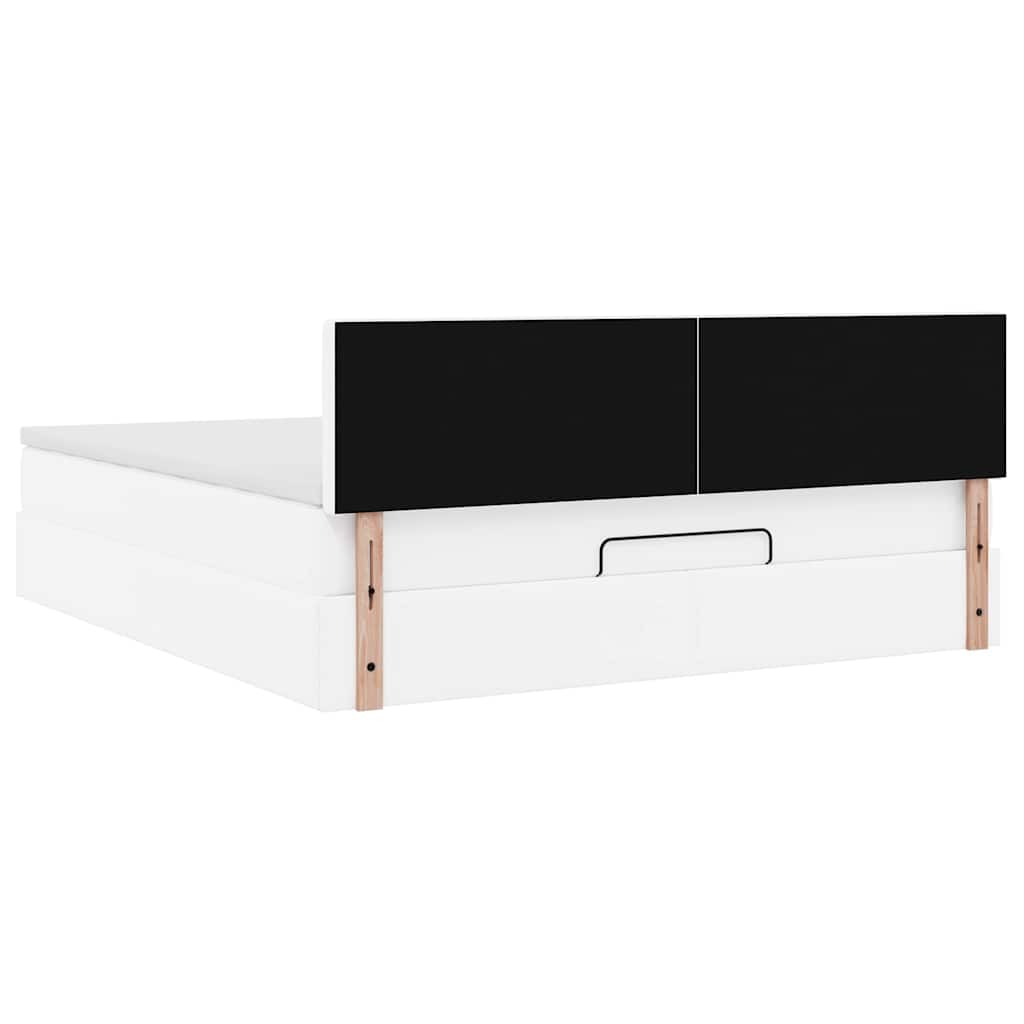 Bed poef met matrassen en LED's 180x200cm kunstleer zuiver wit is nu te koop bij PeponiXL, paradijselijk wonen!