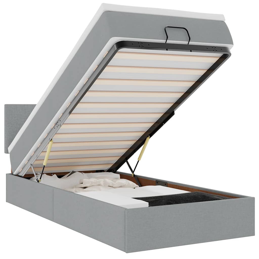 Bed poef met matras en LED's stof 80x200 cm lichtgrijs is nu te koop bij PeponiXL, paradijselijk wonen!