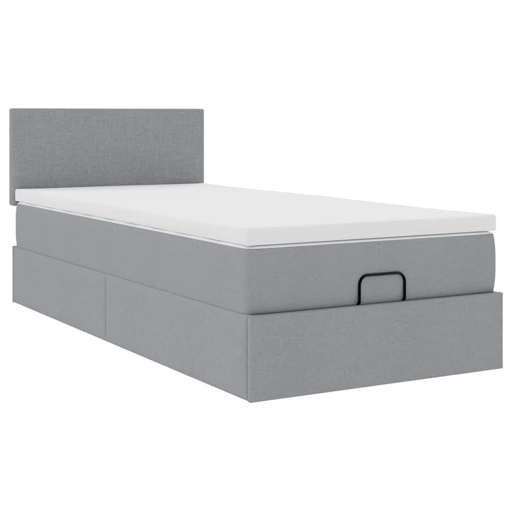 Bed poef met matras en LED's stof 80x200 cm lichtgrijs is nu te koop bij PeponiXL, paradijselijk wonen!