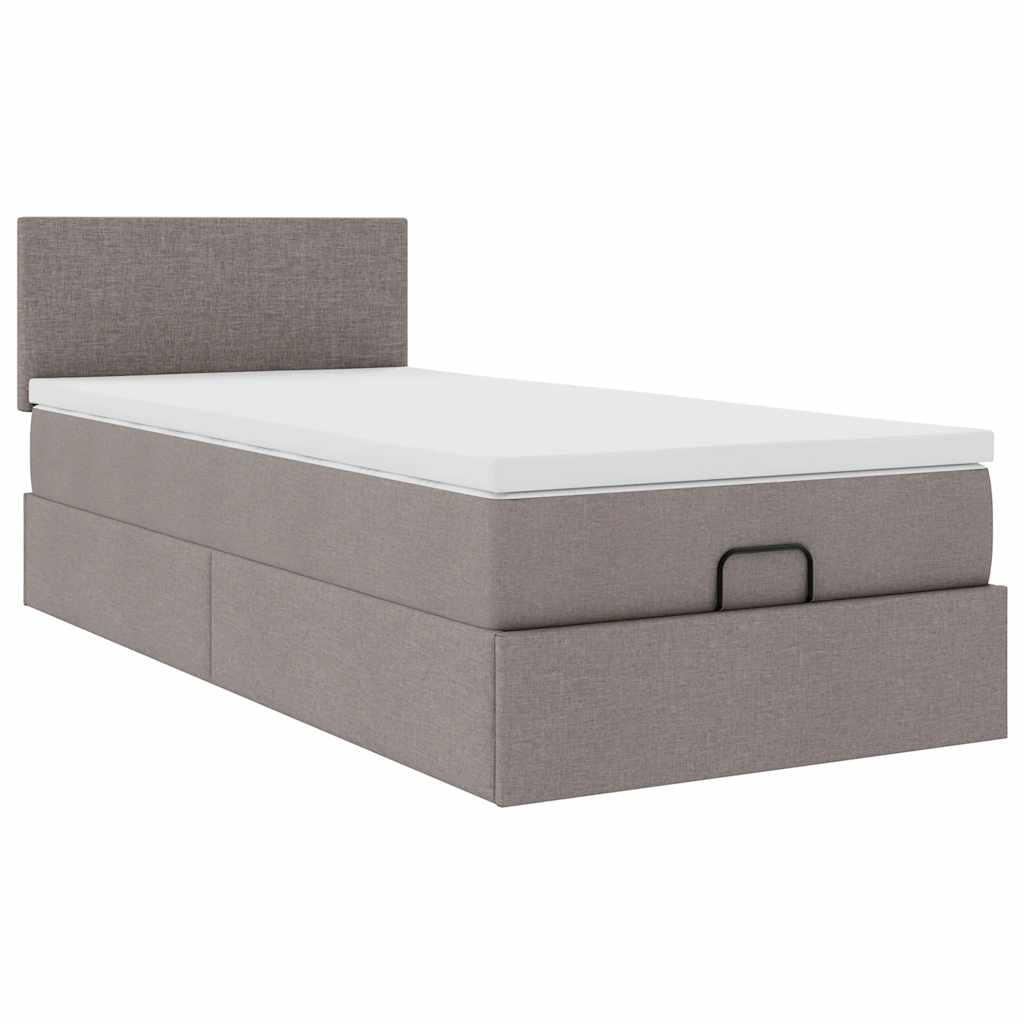 Ottoman bed met matras en LED's 80x200cm stof taupe is nu te koop bij PeponiXL, paradijselijk wonen!