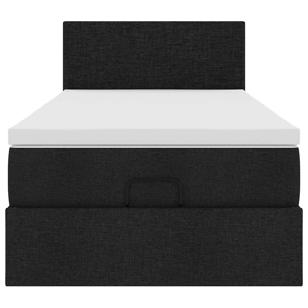 Ottoman bed met matras en LED's 90x190cm stof zwart is nu te koop bij PeponiXL, paradijselijk wonen!