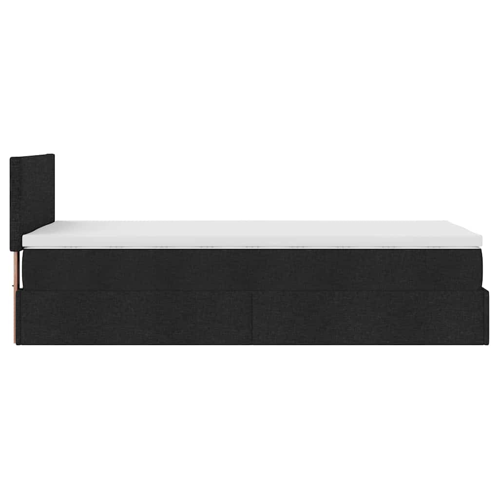 Ottoman bed met matras en LED's 90x190cm stof zwart is nu te koop bij PeponiXL, paradijselijk wonen!