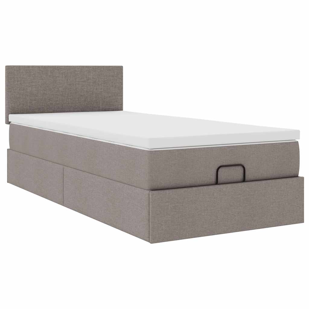 Ottoman bed met matras en LED's 90x190cm stof taupe