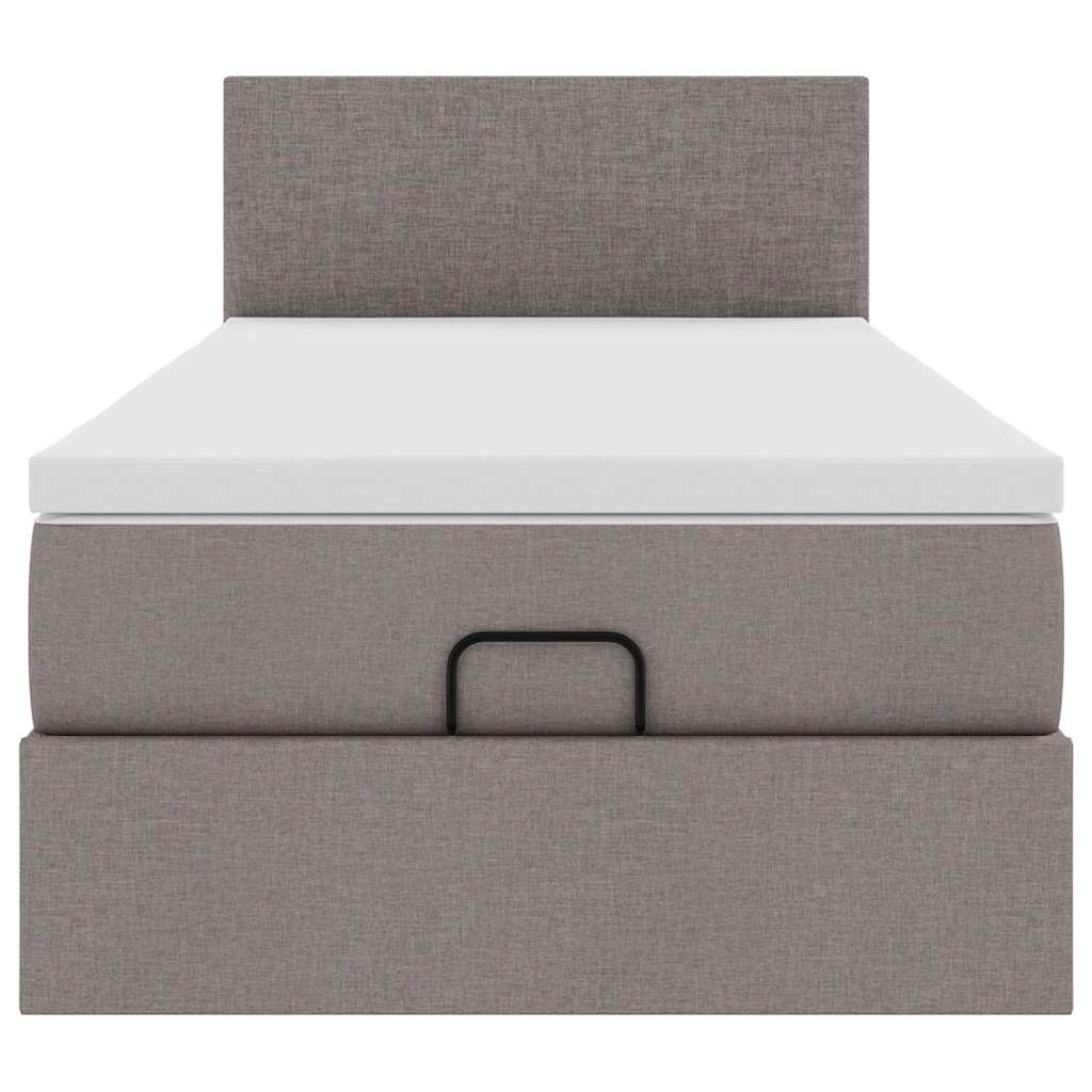 Ottoman bed met matras en LED's 90x190cm stof taupe