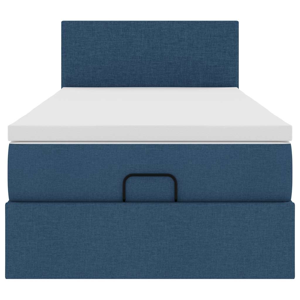 Ottoman bed met matras en LED's 90x190cm stof blauw