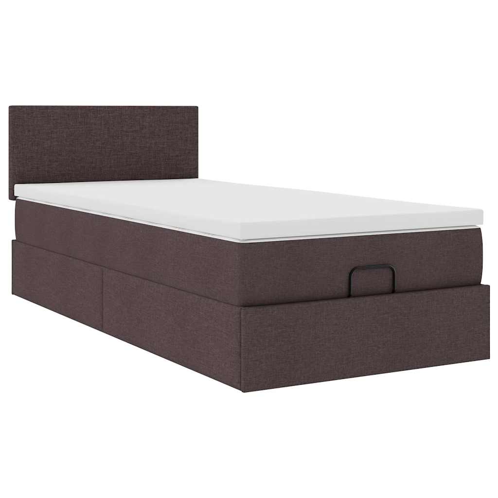 Bed poef met matras en LED's 90x200 cm stof donkerbruin is nu te koop bij PeponiXL, paradijselijk wonen!