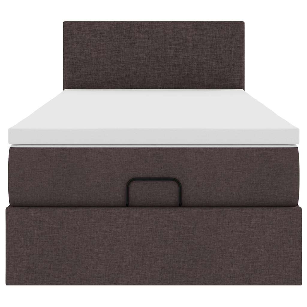 Bed poef met matras en LED's 90x200 cm stof donkerbruin is nu te koop bij PeponiXL, paradijselijk wonen!