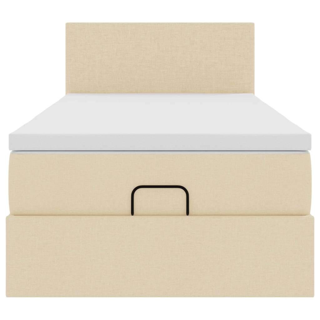 Bed poef met matras en LED's 90x200 cm stof crèmekleurig