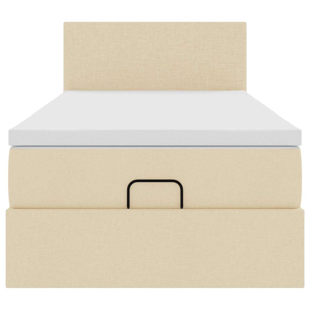 Ottoman bed met matras en LED's 100x200 cm stof crèmekleurig is nu te koop bij PeponiXL, paradijselijk wonen!