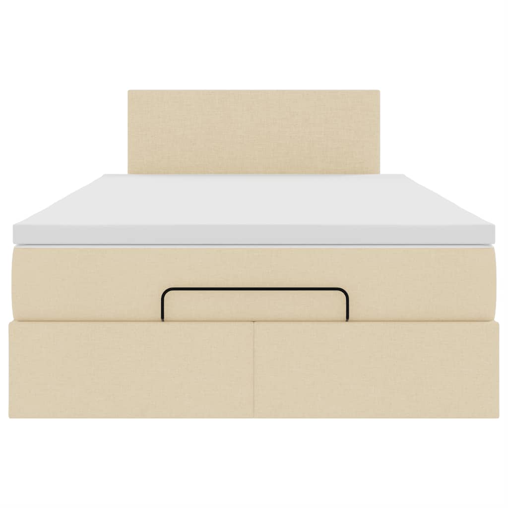 Bed poef met matras en LED's 120x190 cm stof crèmekleurig is nu te koop bij PeponiXL, paradijselijk wonen!