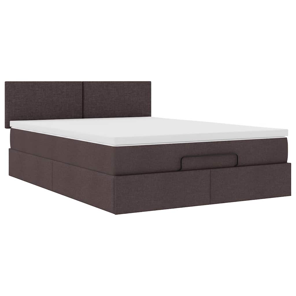 Bed poef met matras en LED's 140x190 cm stof donkerbruin is nu te koop bij PeponiXL, paradijselijk wonen!