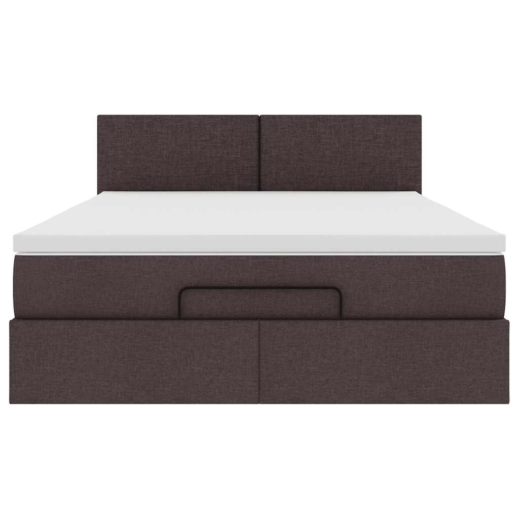 Bed poef met matras en LED's 140x190 cm stof donkerbruin is nu te koop bij PeponiXL, paradijselijk wonen!