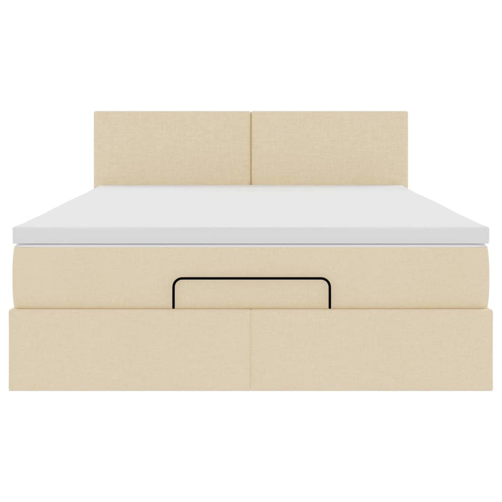 Bed poef met matras en LED's stof 140x190 cm crème is nu te koop bij PeponiXL, paradijselijk wonen!