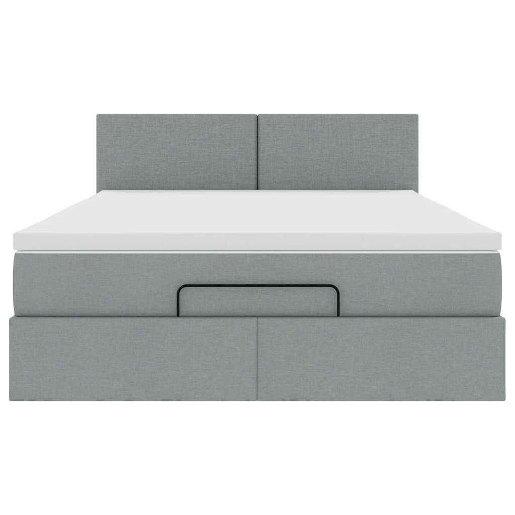 Ottoman bed met matras en LED's 140x200cm stof lichtgrijs is nu te koop bij PeponiXL, paradijselijk wonen!