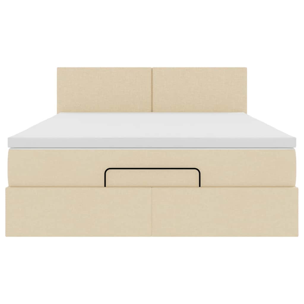 Bed poef met matras en LED's 140x200 cm stof crèmekleurig is nu te koop bij PeponiXL, paradijselijk wonen!