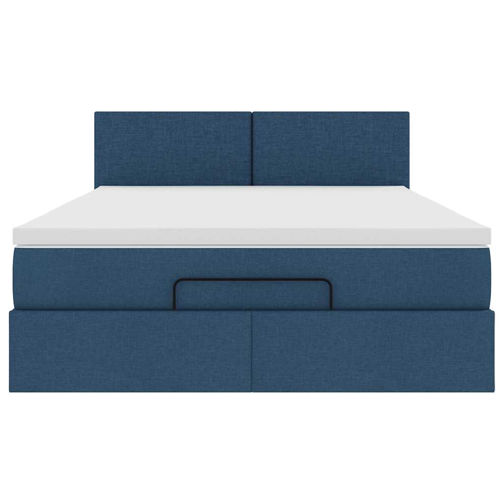 Ottoman bed met matras en LED's 140x200cm stof blauw is nu te koop bij PeponiXL, paradijselijk wonen!