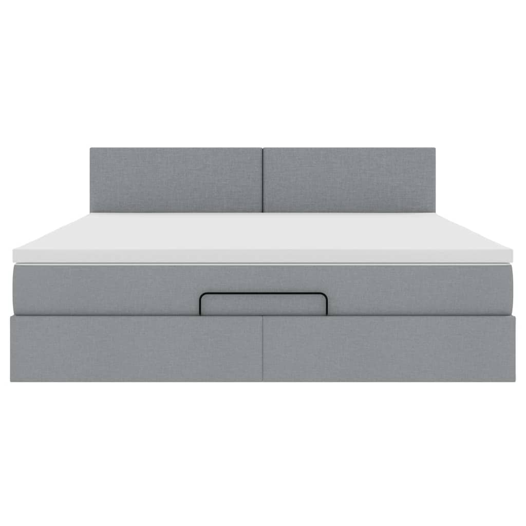 Ottoman bed met matras en LED's 160x200 cm stof lichtgrijs is nu te koop bij PeponiXL, paradijselijk wonen!