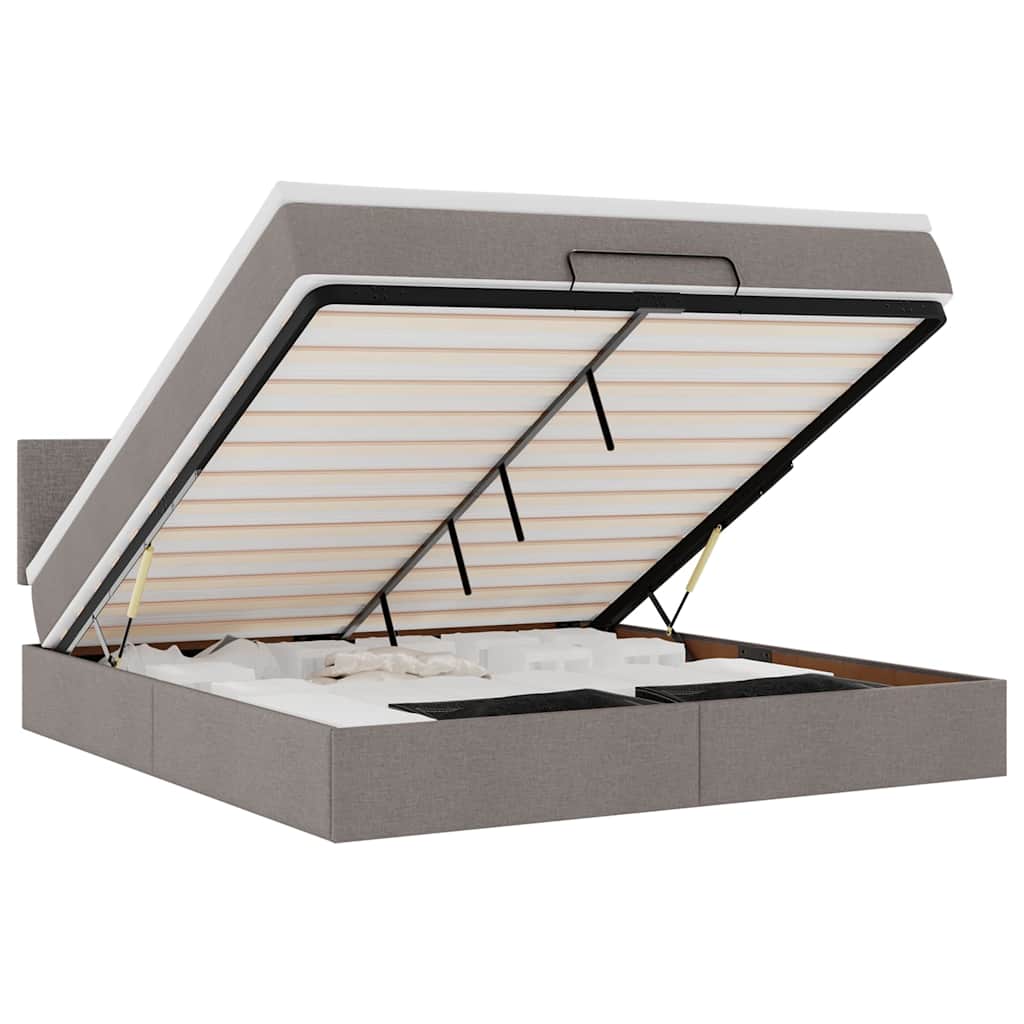 Ottoman bed met matras en LED's 160x200cm stof taupe