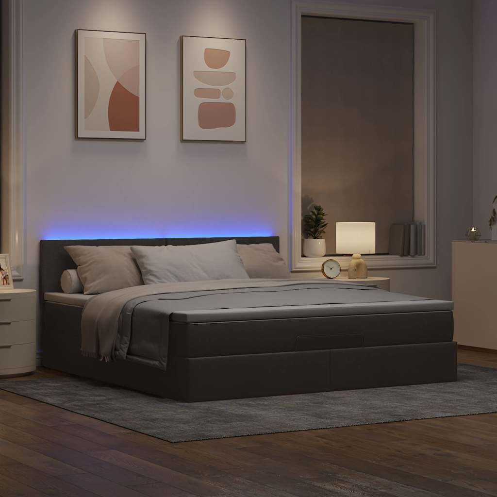 Ottoman bed met matras en LED's 160x200cm stof taupe
