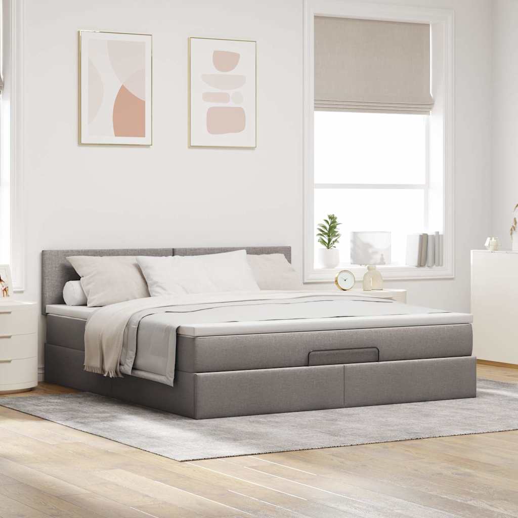 Ottoman bed met matras en LED's 160x200cm stof taupe