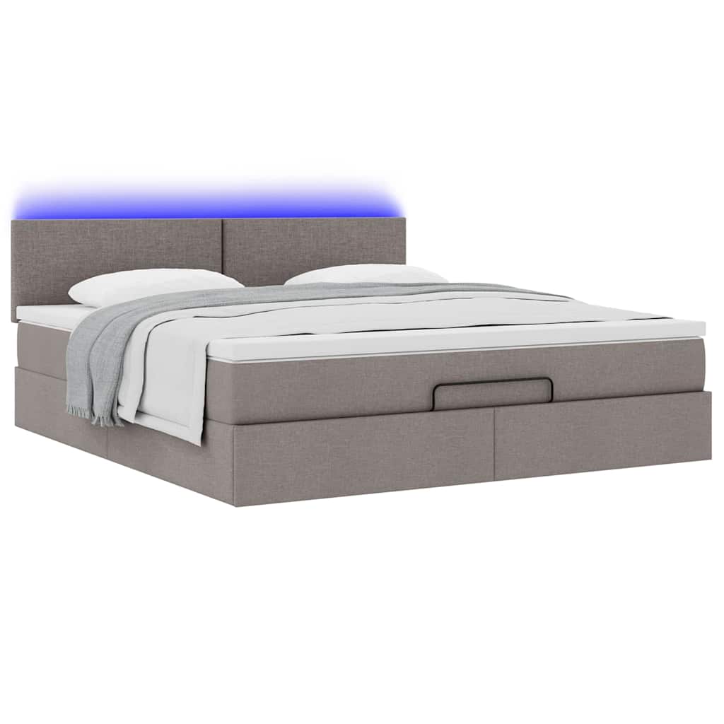 Ottoman bed met matras en LED's 160x200cm stof taupe
