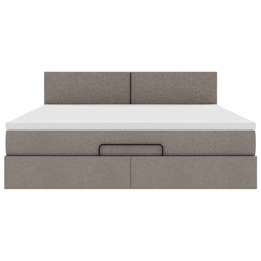 Ottoman bed met matras en LED's 160x200cm stof taupe