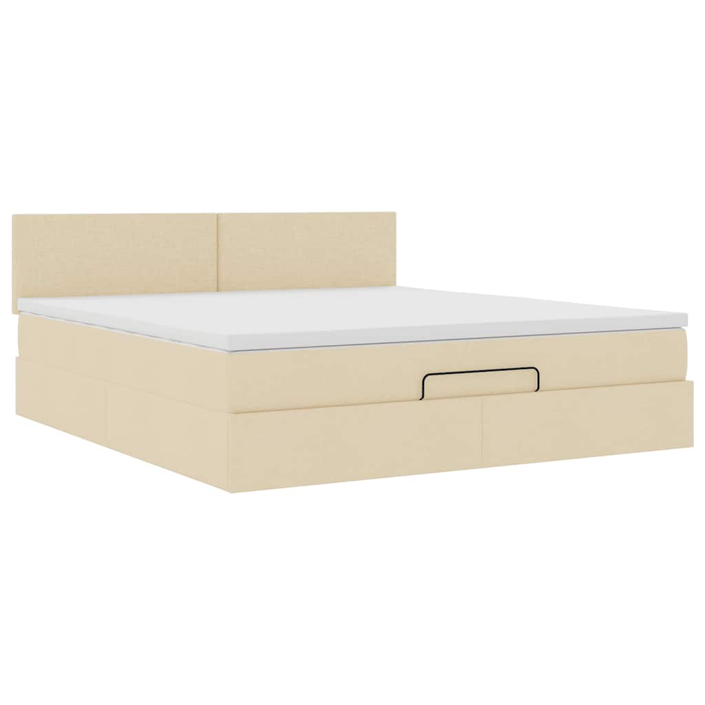 Ottoman bed met matras en LED's 160x200cm stof crèmekleurig