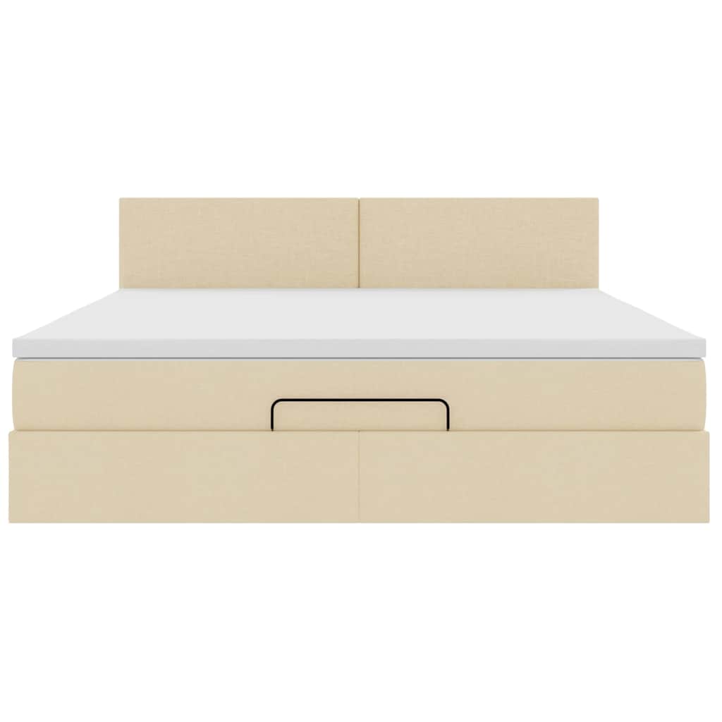 Ottoman bed met matras en LED's 160x200cm stof crèmekleurig