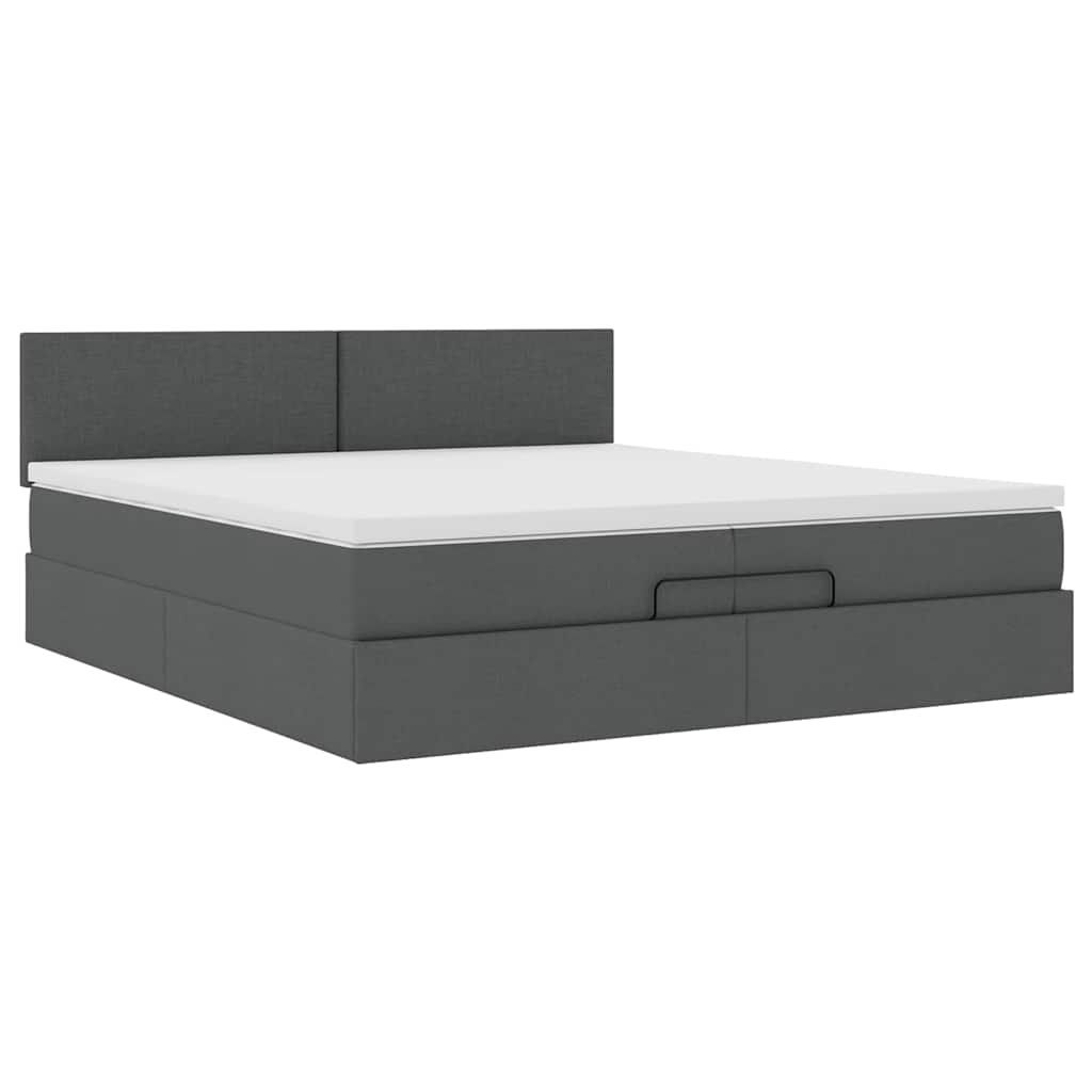 Ottoman bed met matrassen en LED's 200x200cm stof donkergrijs is nu te koop bij PeponiXL, paradijselijk wonen!