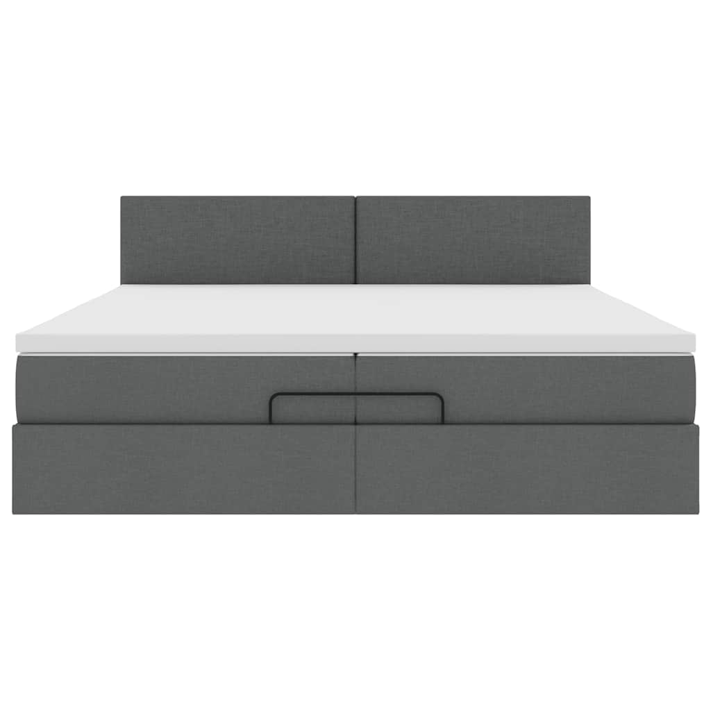 Ottoman bed met matrassen en LED's 200x200cm stof donkergrijs is nu te koop bij PeponiXL, paradijselijk wonen!