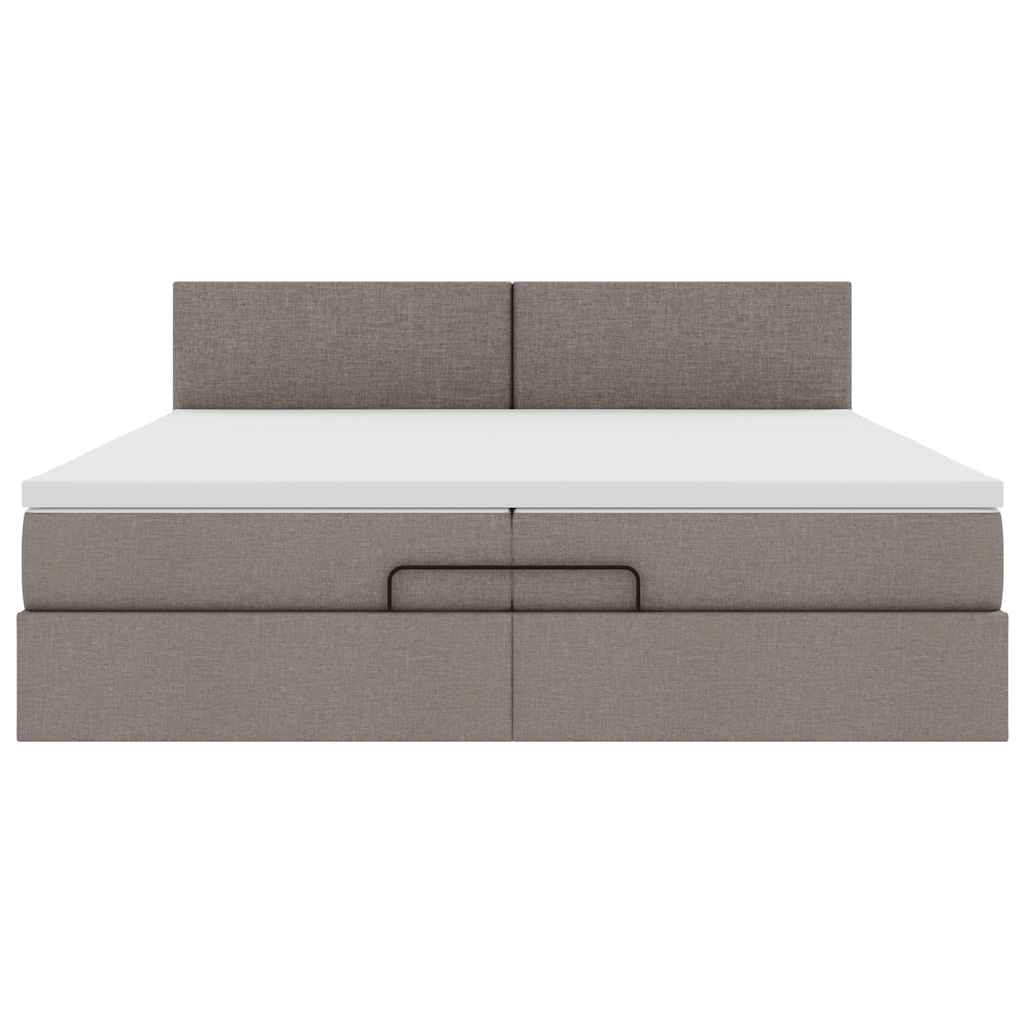 Ottoman bed met matrassen en LED's 200x200cm stof taupe is nu te koop bij PeponiXL, paradijselijk wonen!