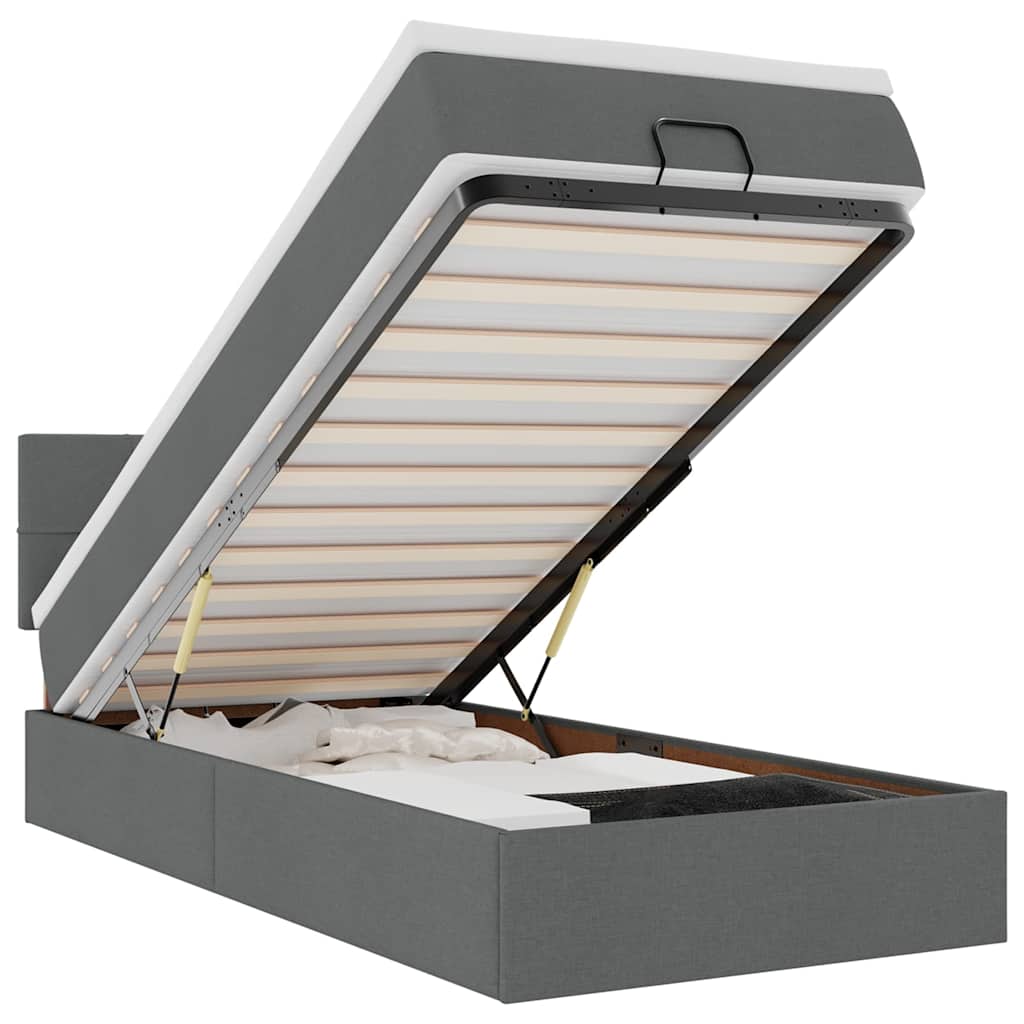 Bed poef met matras en LED's stof 80x200 cm lichtgrijs is nu te koop bij PeponiXL, paradijselijk wonen!
