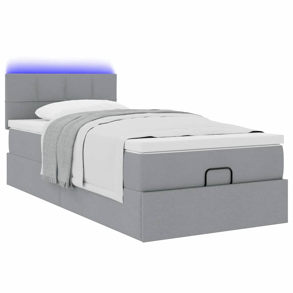 Bed poef met matras en LED's stof 80x200 cm lichtgrijs is nu te koop bij PeponiXL, paradijselijk wonen!