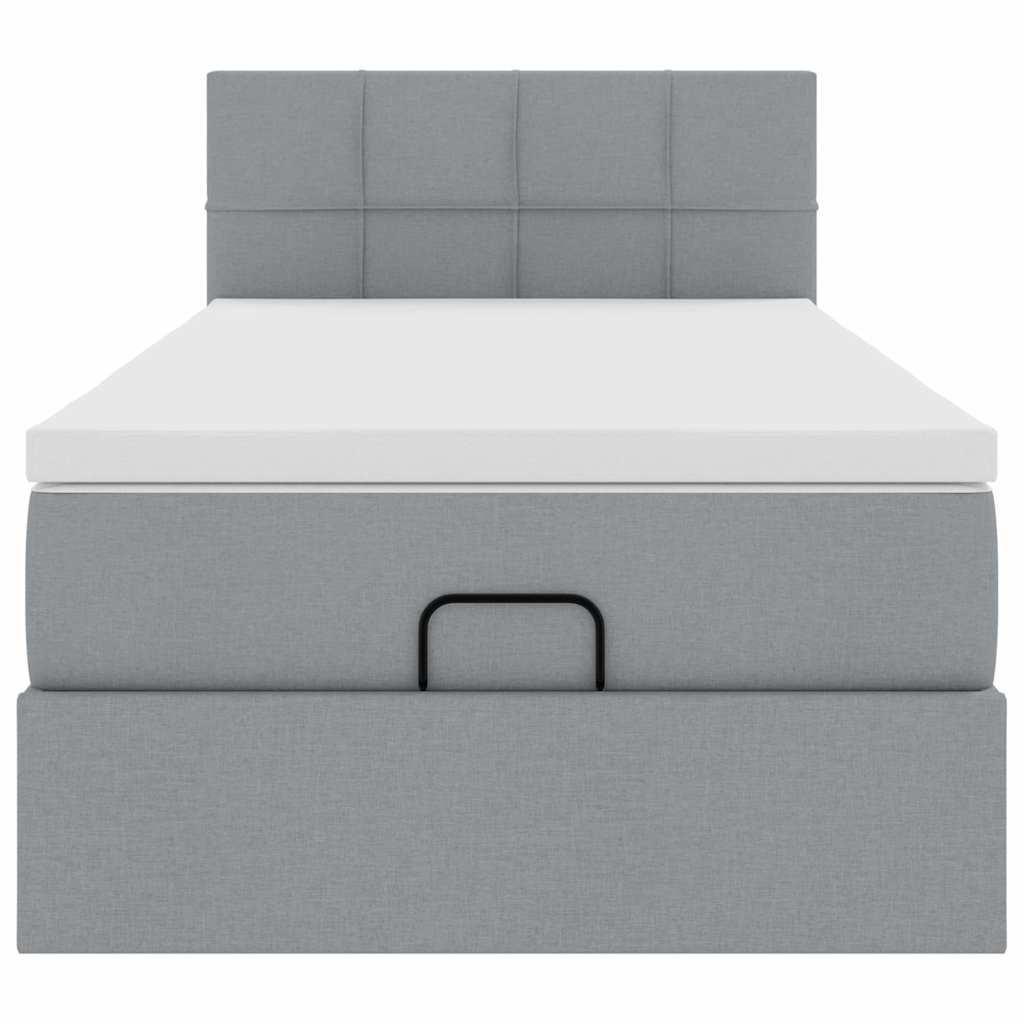 Bed poef met matras en LED's stof 80x200 cm lichtgrijs is nu te koop bij PeponiXL, paradijselijk wonen!