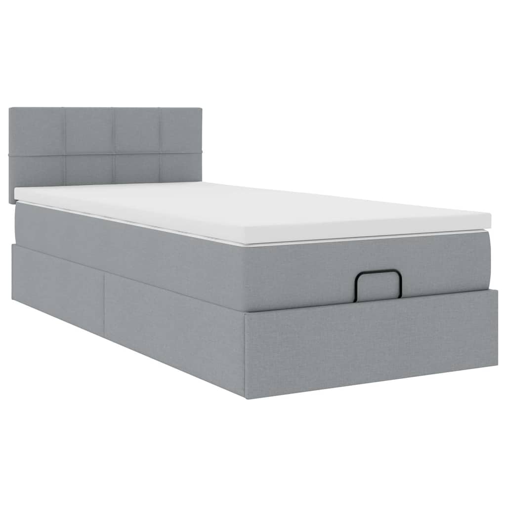 Bed poef met matras en LED's stof 80x200 cm lichtgrijs is nu te koop bij PeponiXL, paradijselijk wonen!