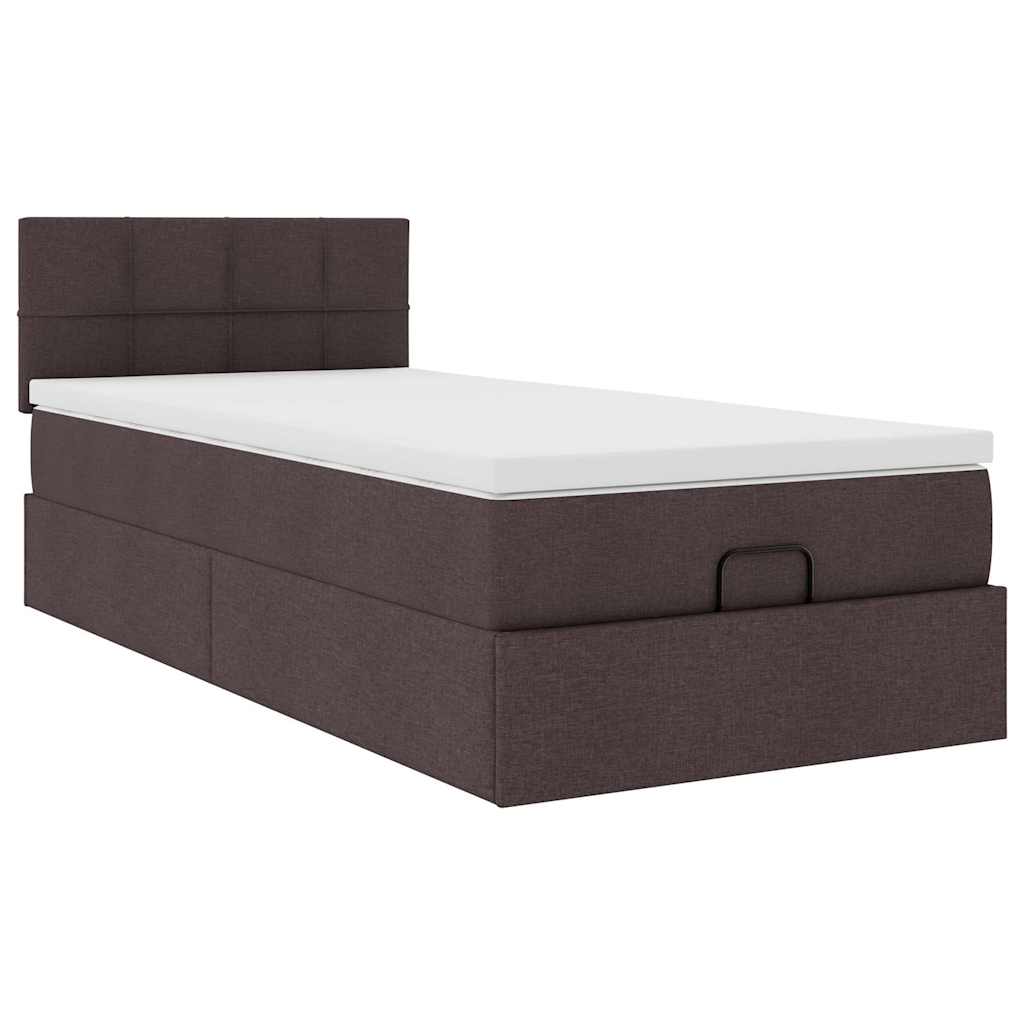 Ottoman bed met matras en LED's 80x200cm stof donkerbruin is nu te koop bij PeponiXL, paradijselijk wonen!