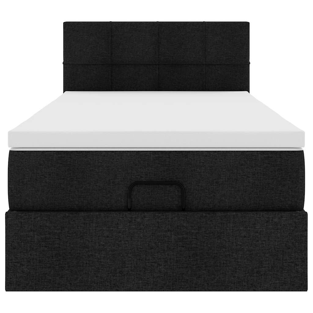 Ottoman bed met matras en LED's 90x190cm stof zwart is nu te koop bij PeponiXL, paradijselijk wonen!