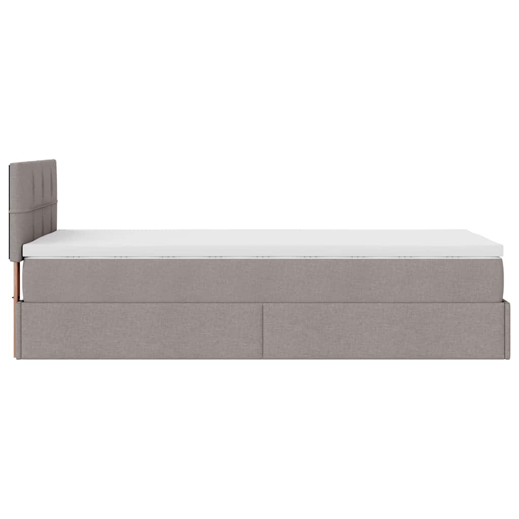 Ottoman bed met matras en LED's 90x190cm stof taupe is nu te koop bij PeponiXL, paradijselijk wonen!