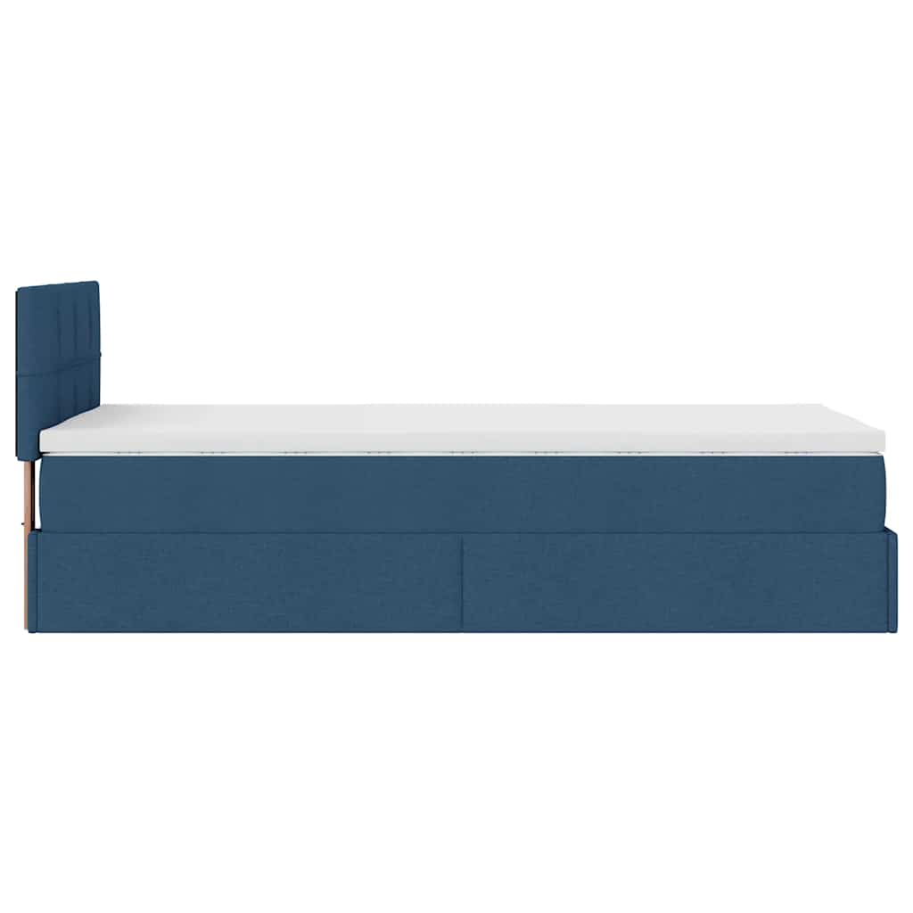 Ottoman bed met matras en LED's 90x190cm stof blauw is nu te koop bij PeponiXL, paradijselijk wonen!