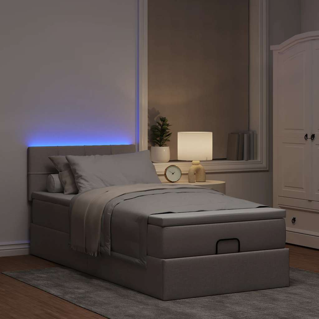 Bed poef met matras en LED's 90x200 cm stof taupe is nu te koop bij PeponiXL, paradijselijk wonen!