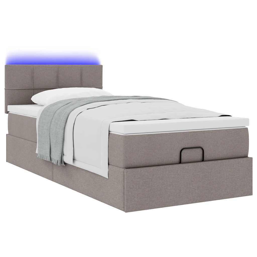 Bed poef met matras en LED's 90x200 cm stof taupe is nu te koop bij PeponiXL, paradijselijk wonen!