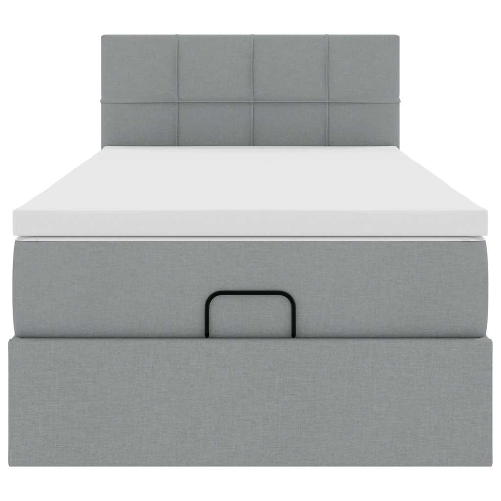 Ottoman bed met matras en LED's 100x200 cm stof lichtgrijs is nu te koop bij PeponiXL, paradijselijk wonen!