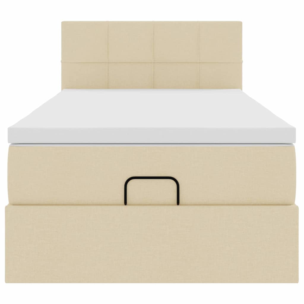 Ottoman bed met matras en LED's 100x200 cm stof crèmekleurig is nu te koop bij PeponiXL, paradijselijk wonen!