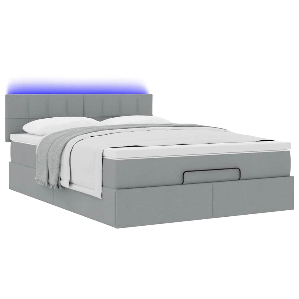 Bed poef met matras en LED's stof 140x190 cm lichtgrijs is nu te koop bij PeponiXL, paradijselijk wonen!