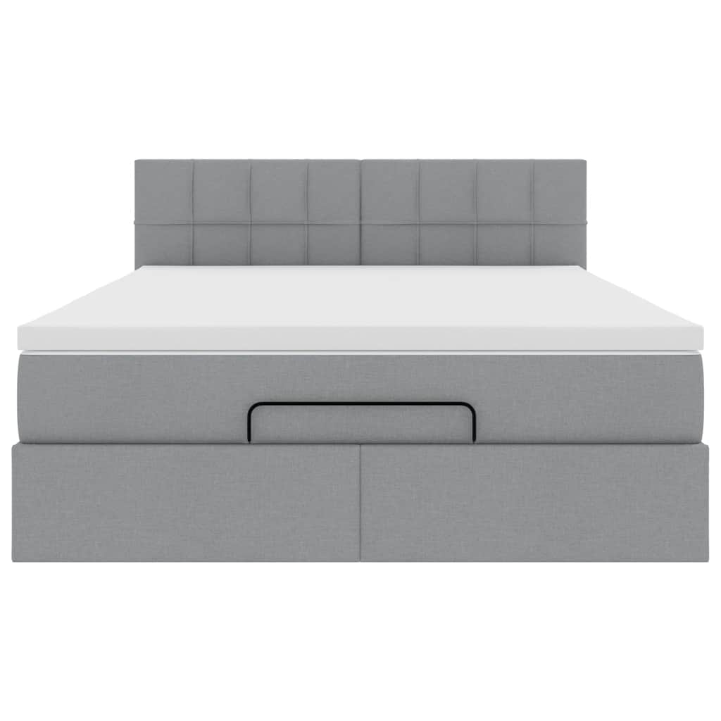 Bed poef met matras en LED's stof 140x190 cm lichtgrijs is nu te koop bij PeponiXL, paradijselijk wonen!